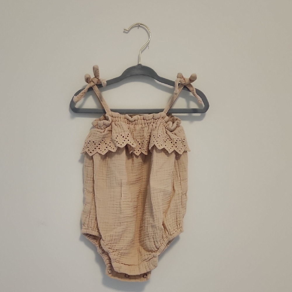 Rylee + Cru Soft Pink Eyelet Trim One Piece
